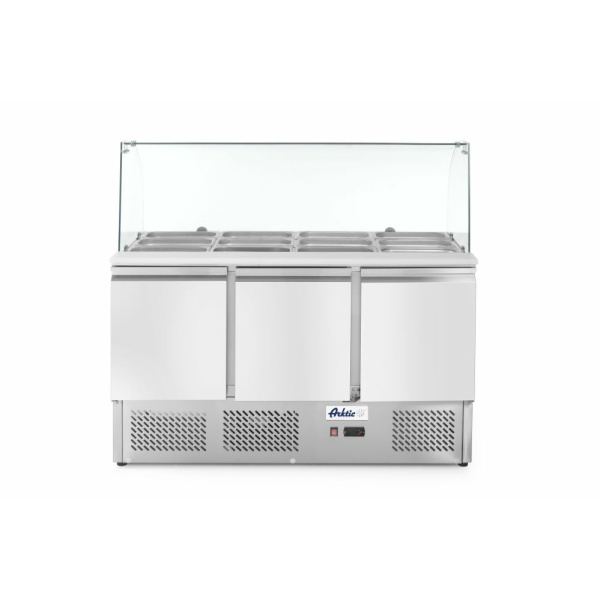 Saladette 3 portes avec vitrine réfrigérée en verre 380L