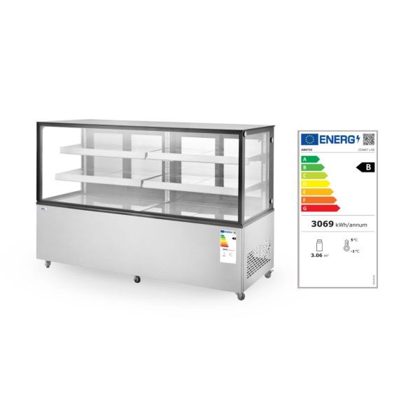 Vitrine réfrigérée avec 2 étagères, Arktic, 410L, 230V/490W, 1224x677x(H)1230mm - Image 4