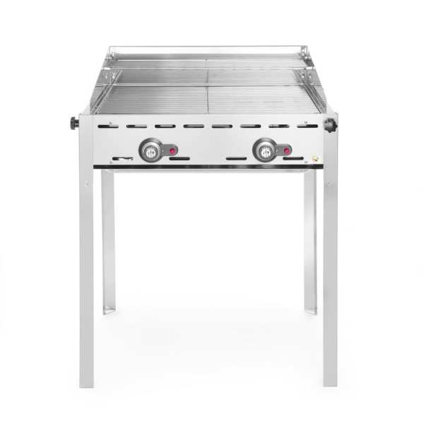 Barbecue Green Fire avec 2 brûleurs, HENDI, Profi Line, Avec 2 grilles en inox GN 1/1, 11,6kW, 740x612x(H)825mm