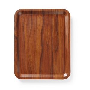 Plateau de service, rectangulaire, antidérapant, stratifié, AmerBox, Acajou, 460x360mm