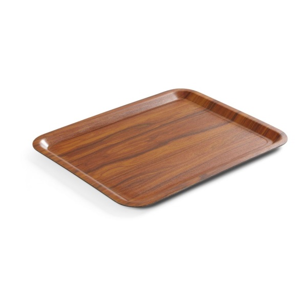 Plateau de service, rectangulaire, antidérapant, stratifié, AmerBox, Acajou, 460x360mm - Image 2