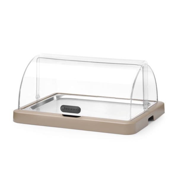 Vitrine à couvercle coulissant roll-top Duo UNIQ - simple, HENDI, designed by Robert Bronwasser, Noir, 460x355x(H)220mm - Image 6