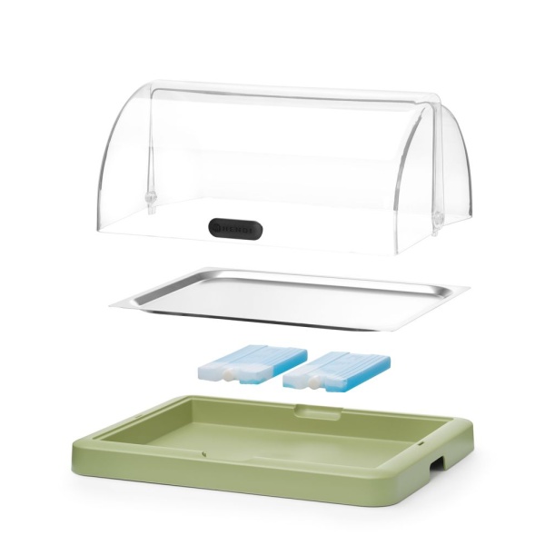 Vitrine à couvercle coulissant roll-top Duo UNIQ - simple, HENDI, designed by Robert Bronwasser, Noir, 460x355x(H)220mm - Image 4