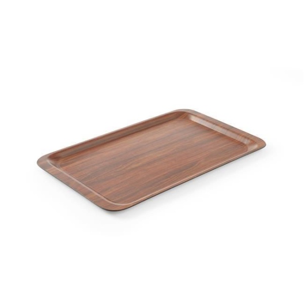 Plateau de service, rectangulaire, antidérapant, stratifié, AmerBox, Acajou, 460x360mm - Image 3