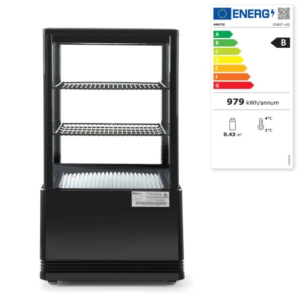 Vitrine de table, 58 litres, Arktic, noir, 230V/170W, 452x406x(H)830mm - Image 3