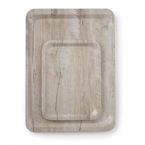 Plateau de service en mélamine avec imprimé bois, AmerBox, Bois clair, 240x340mm