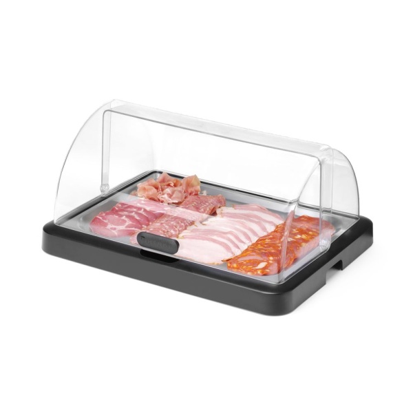 Vitrine réfrigérante à couvercle coulissant roll-top Duo UNIQ, HENDI, designed by Robert Bronwasser, Noir, 460x355x(H)220mm - Image 5