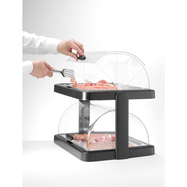 Vitrine à couvercle coulissant roll-top Duo UNIQ - double, HENDI, designed by Robert Bronwasser, Noir, 480x355x(H)480mm - Image 2