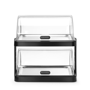 Vitrine à couvercle coulissant roll-top Duo UNIQ - double, HENDI, designed by Robert Bronwasser, Noir, 480x355x(H)480mm