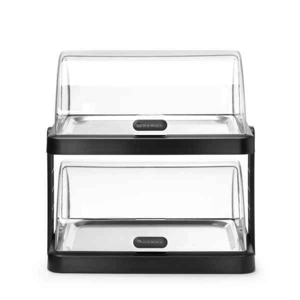 Vitrine à couvercle coulissant roll-top Duo UNIQ - double, HENDI, designed by Robert Bronwasser, Noir, 480x355x(H)480mm