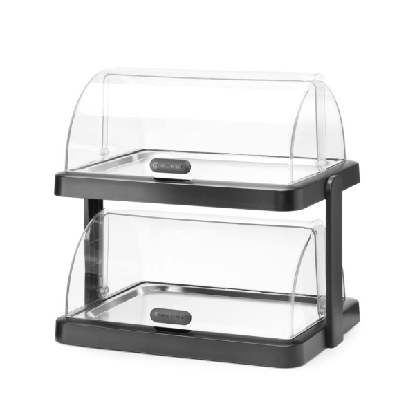 Vitrine à couvercle coulissant roll-top Duo UNIQ - double, HENDI, designed by Robert Bronwasser, Noir, 480x355x(H)480mm - Image 4