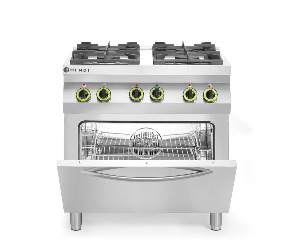 Cuisinière à gaz 4 feux avec four à convection GN 1/1, HENDI, Kitchen Line, 230V/3000W, 19kW, 800x722x(H)900mm - Image 3