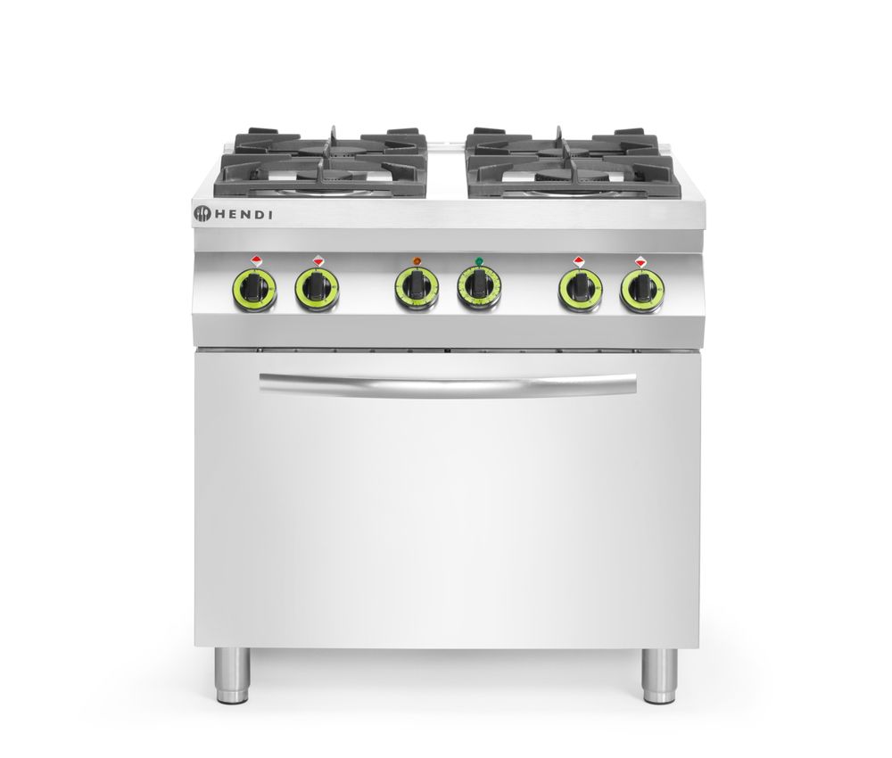 Cuisinière à gaz 4 feux avec four à convection GN 1/1, HENDI, Kitchen Line, 230V/3000W, 19kW, 800x722x(H)900mm