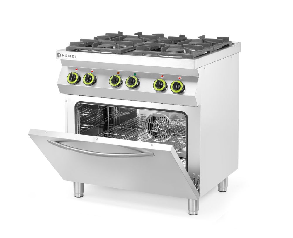 Cuisinière à gaz 4 feux avec four à convection GN 1/1, HENDI, Kitchen Line, 230V/3000W, 19kW, 800x722x(H)900mm - Image 4
