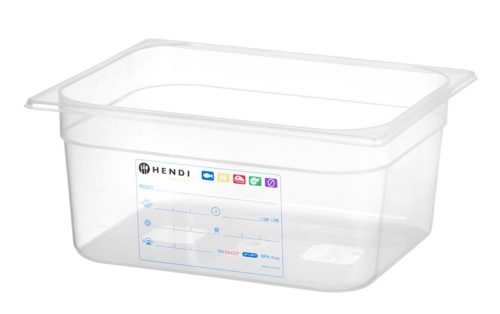 Bac Gastronorme 1/2, HENDI, GN 1/2, 9,5L, Transparent, 325x265x(H)150mm