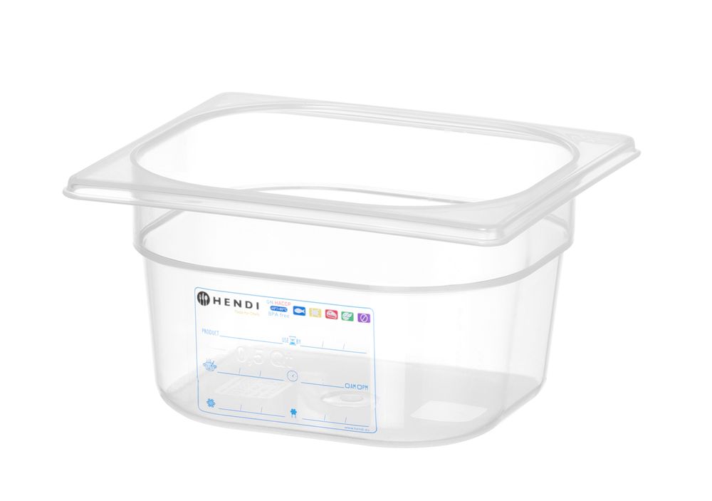 Bac Gastronorme 1/6, HENDI, GN 1/6, 1,6L, Transparent, 176x162x(H)100mm